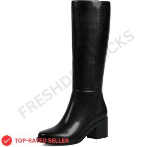 Brand New Easyfox Knee High Boots Black Chunky Heel